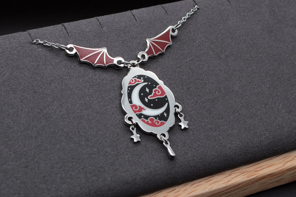 Twilight Moonrise Halskette mit Flügel - Enamel Anhänger